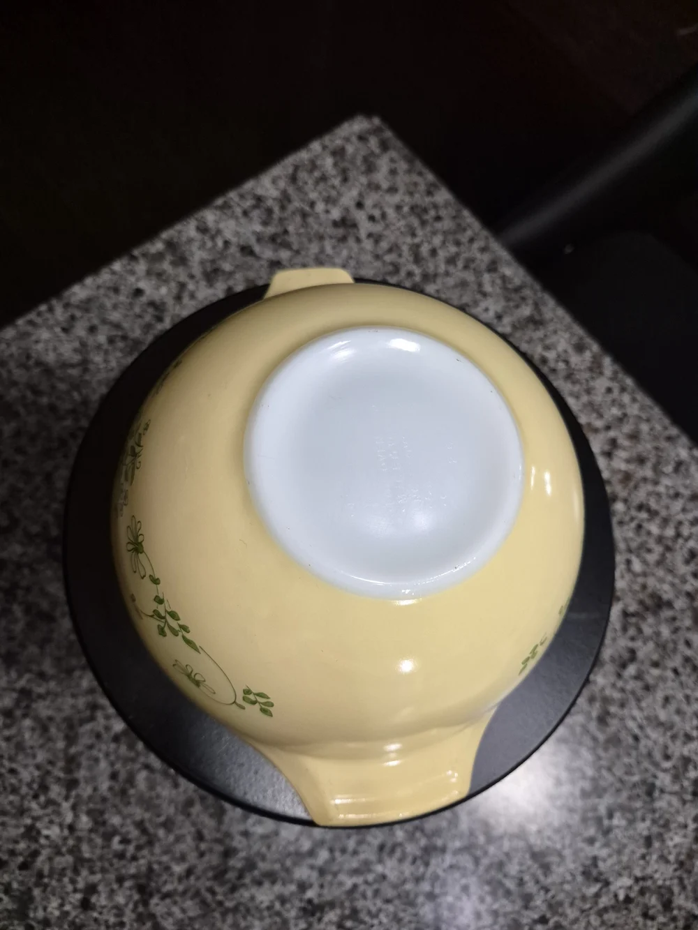 Cream Ceramic Nesting Mixing Bowls with Green Floral Print